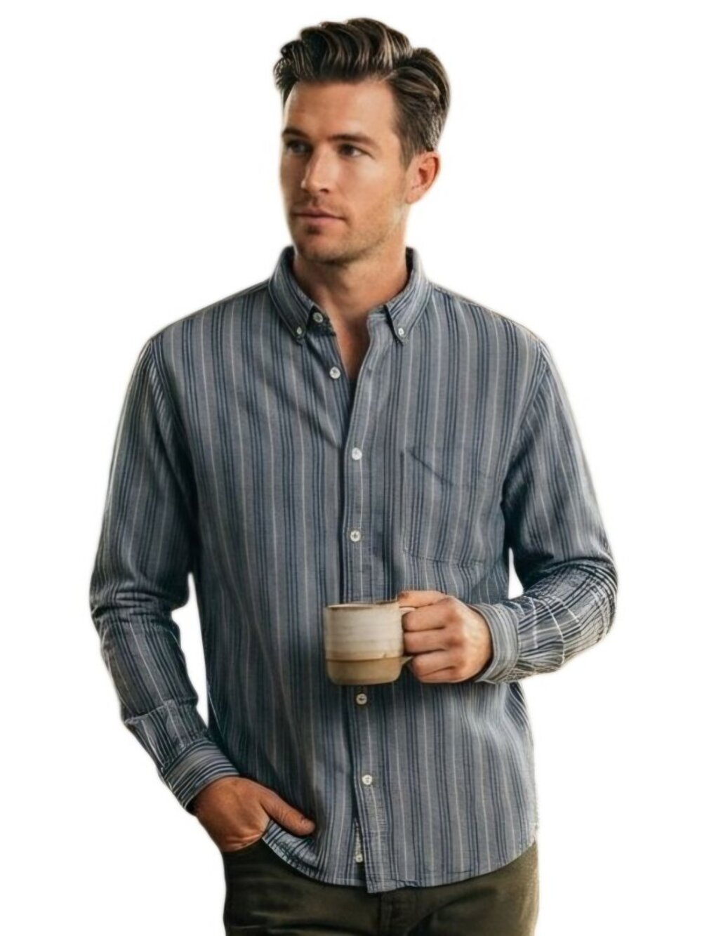 Taylor Stitch The Jack Shirt Blue Striped Sustainable Organic Cotton Size 46